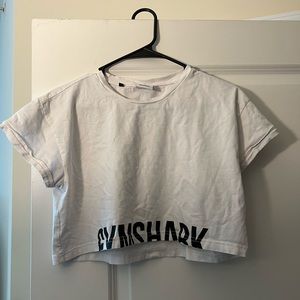 Gym Shark White Cropped Workout shirt *Used*
